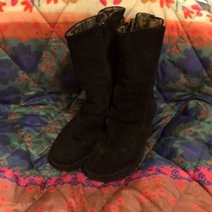 Fly London suede wedge boots in black